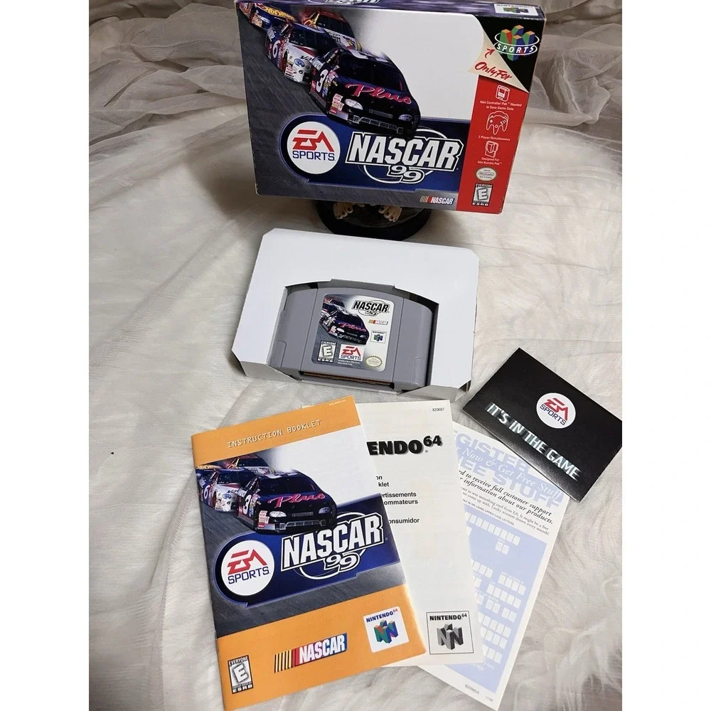 N64 NASCAR 99 Complete Mint Tested Working W Manuals Inserts‎ Box